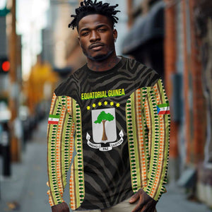 Equatorial Guinea Heritage Long Sleeve Shirt - National Emblem and Tribal Zebra Print