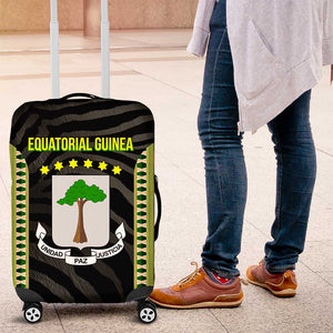 Equatorial Guinea Heritage Luggage Cover - National Emblem and Tribal Zebra Print
