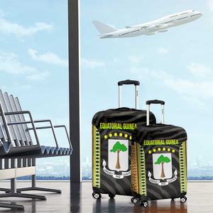 Equatorial Guinea Heritage Luggage Cover - National Emblem and Tribal Zebra Print
