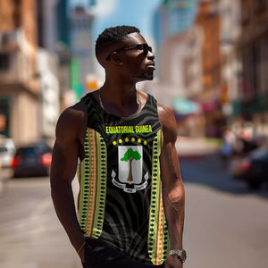 Equatorial Guinea Heritage Men Tank Top - National Emblem and Tribal Zebra Print