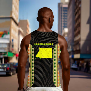 Equatorial Guinea Heritage Men Tank Top - National Emblem and Tribal Zebra Print