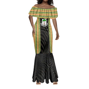 Equatorial Guinea Heritage Mermaid Dress - National Emblem and Tribal Zebra Print