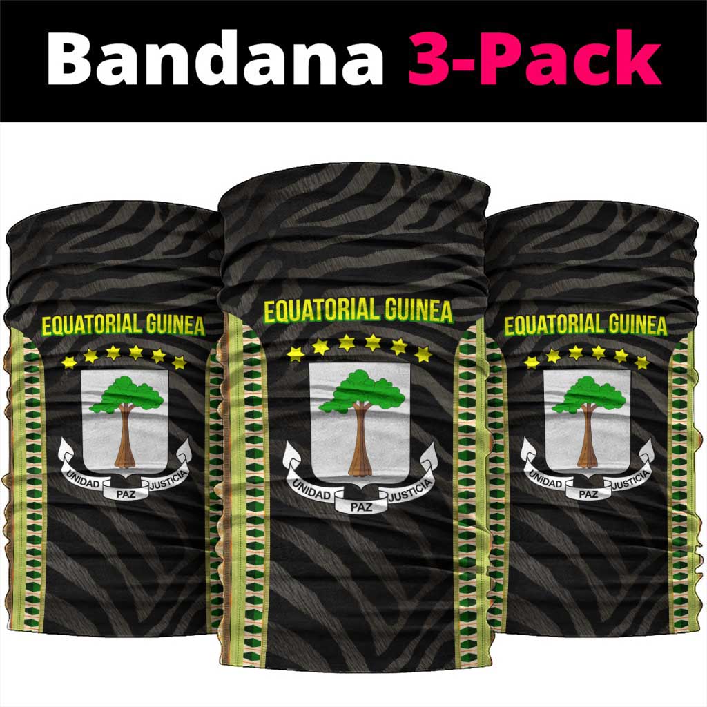 Equatorial Guinea Heritage Neck Gaiter - National Emblem and Tribal Zebra Print TS04