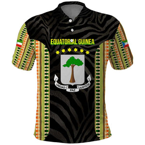 Equatorial Guinea Heritage Polo Shirt - National Emblem and Tribal Zebra Print