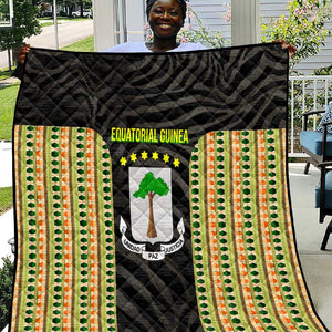 Equatorial Guinea Heritage Quilt - National Emblem and Tribal Zebra Print