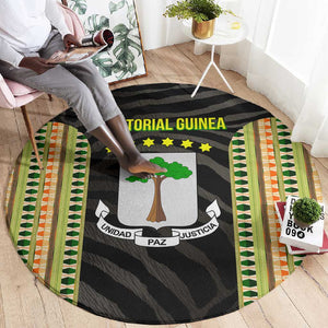 Equatorial Guinea Heritage Round Carpet - National Emblem and Tribal Zebra Print