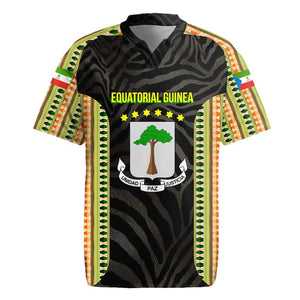 Equatorial Guinea Heritage Rugby Jersey - National Emblem and Tribal Zebra Print