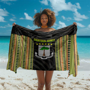 Equatorial Guinea Heritage Sarong - National Emblem and Tribal Zebra Print