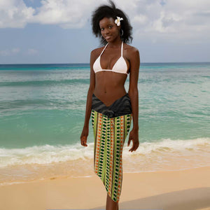 Equatorial Guinea Heritage Sarong - National Emblem and Tribal Zebra Print