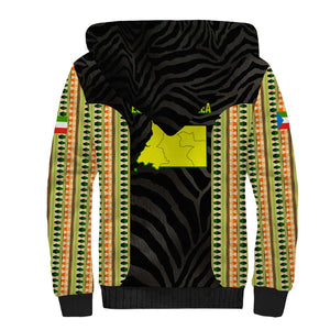 Equatorial Guinea Heritage Sherpa Hoodie - National Emblem and Tribal Zebra Print