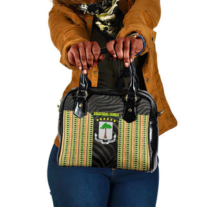 Equatorial Guinea Heritage Shoulder Handbag - National Emblem and Tribal Zebra Print