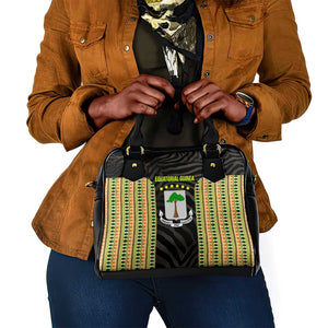 Equatorial Guinea Heritage Shoulder Handbag - National Emblem and Tribal Zebra Print