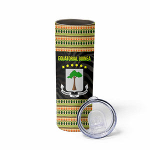 Equatorial Guinea Heritage Skinny Tumbler - National Emblem and Tribal Zebra Print