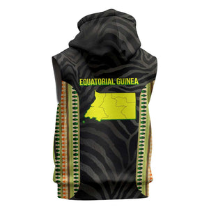 Equatorial Guinea Heritage Sleeveless Hoodie - National Emblem and Tribal Zebra Print - African Pride