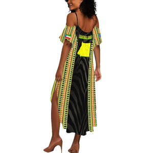 Equatorial Guinea Heritage Summer Maxi Dress - National Emblem and Tribal Zebra Print