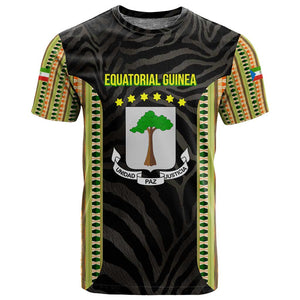 Equatorial Guinea Heritage T shirt - National Emblem and Tribal Zebra Print