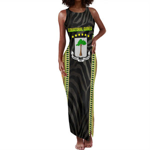 Equatorial Guinea Heritage Tank Maxi Dress - National Emblem and Tribal Zebra Print