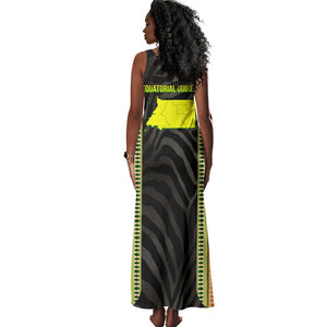 Equatorial Guinea Heritage Tank Maxi Dress - National Emblem and Tribal Zebra Print