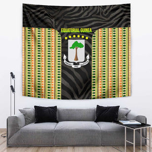 Equatorial Guinea Heritage Tapestry - National Emblem and Tribal Zebra Print