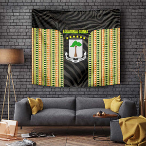 Equatorial Guinea Heritage Tapestry - National Emblem and Tribal Zebra Print
