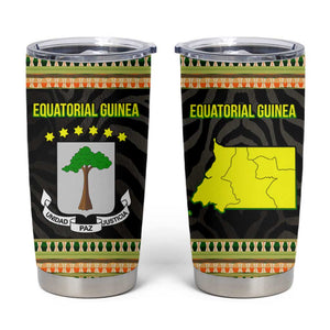 Equatorial Guinea Heritage Tumbler Cup - National Emblem and Tribal Zebra Print