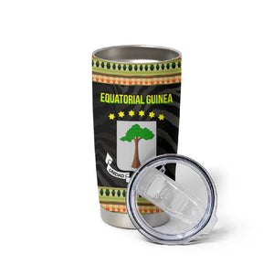 Equatorial Guinea Heritage Tumbler Cup - National Emblem and Tribal Zebra Print