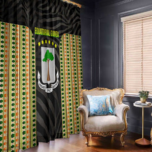 Equatorial Guinea Heritage Window Curtain - National Emblem and Tribal Zebra Print