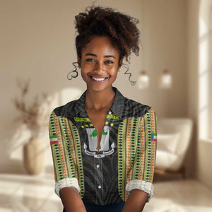 Equatorial Guinea Heritage Women Casual Shirt - National Emblem and Tribal Zebra Print