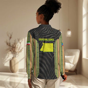 Equatorial Guinea Heritage Women Casual Shirt - National Emblem and Tribal Zebra Print