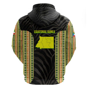 Equatorial Guinea Heritage Zip Hoodie - National Emblem and Tribal Zebra Print