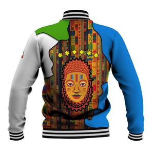 Equatorial Guinea Kente Baseball Jacket - Tribal Mask and National Coat of Arms