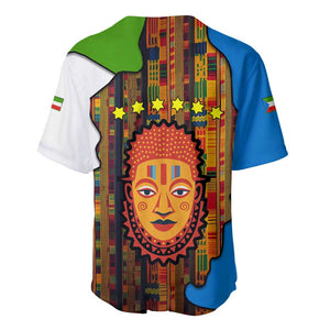 Equatorial Guinea Kente Baseball Jersey - Tribal Mask and National Coat of Arms