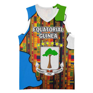 Equatorial Guinea Kente Basketball Jersey - Tribal Mask and National Coat of Arms - African Pride