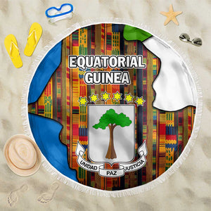 Equatorial Guinea Kente Beach Blanket - Tribal Mask and National Coat of Arms