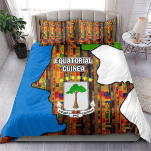Equatorial Guinea Kente Bedding Set - Tribal Mask and National Coat of Arms
