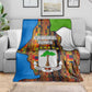 Equatorial Guinea Kente Blanket - Tribal Mask and National Coat of Arms