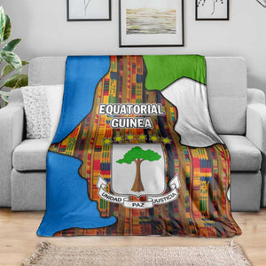 Equatorial Guinea Kente Blanket - Tribal Mask and National Coat of Arms