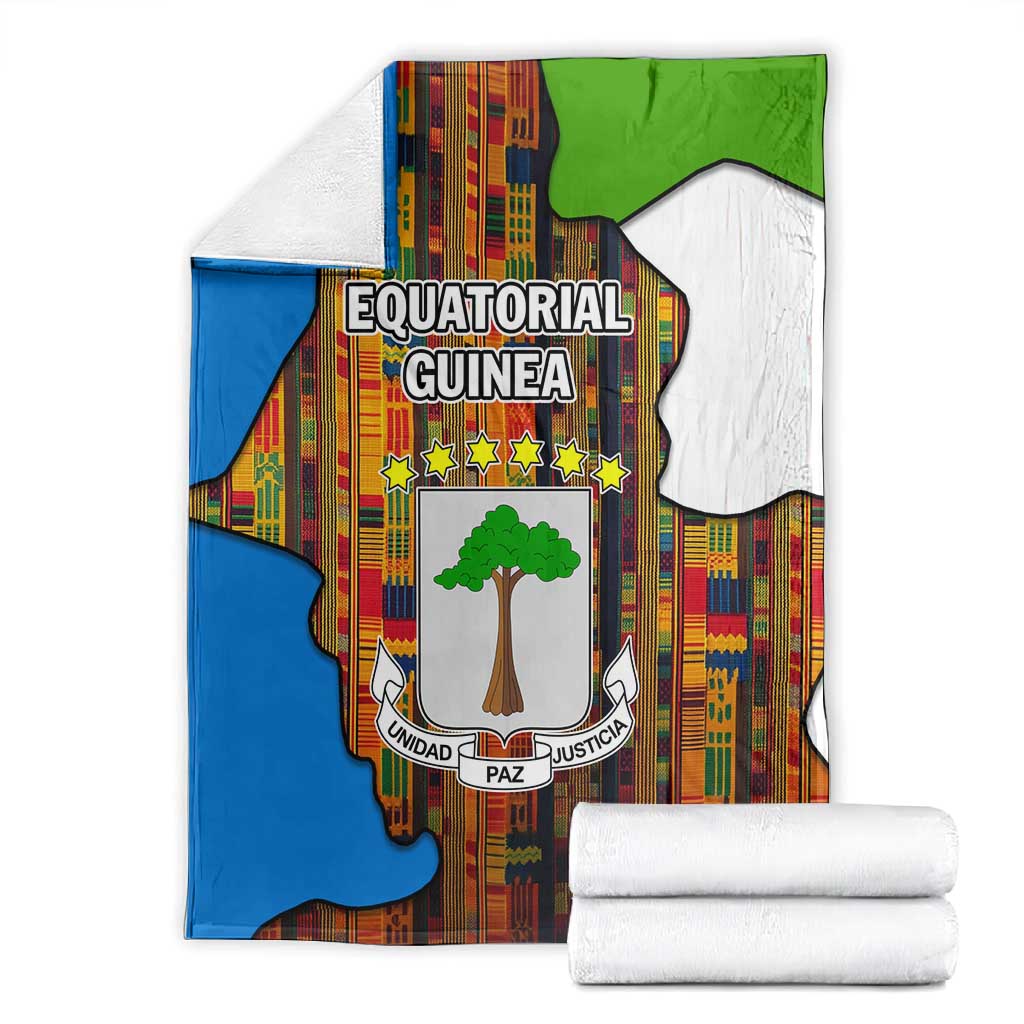 Equatorial Guinea Kente Blanket - Tribal Mask and National Coat of Arms