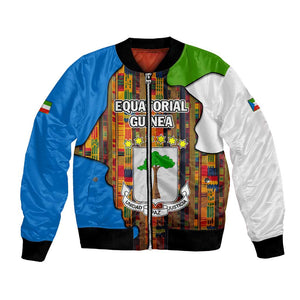 Equatorial Guinea Kente Bomber Jacket - Tribal Mask and National Coat of Arms