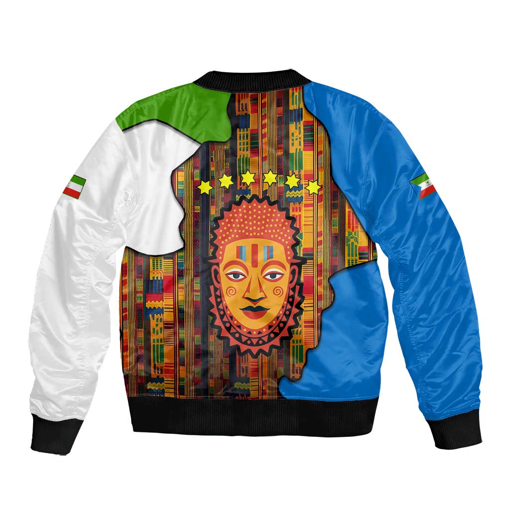 Equatorial Guinea Kente Bomber Jacket - Tribal Mask and National Coat of Arms