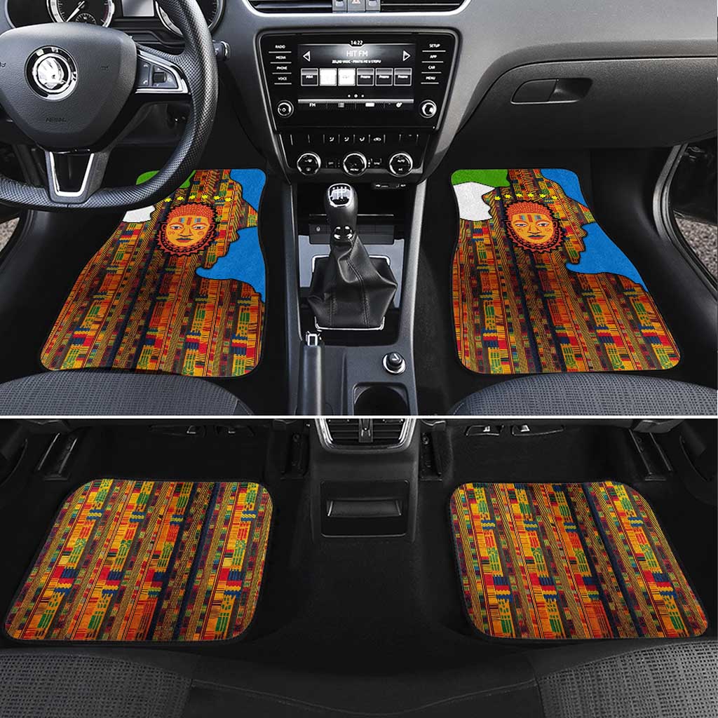 Equatorial Guinea Kente Car Mats - Tribal Mask and National Coat of Arms