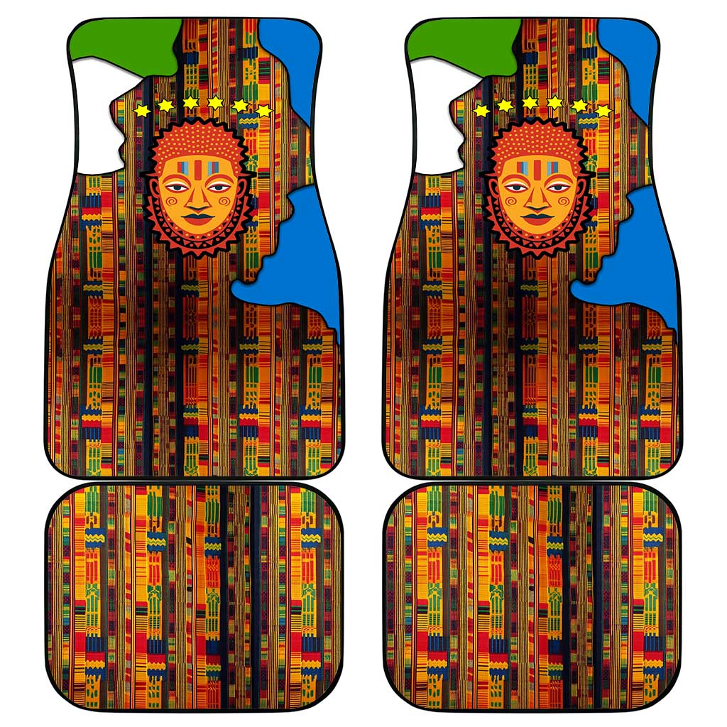 Equatorial Guinea Kente Car Mats - Tribal Mask and National Coat of Arms