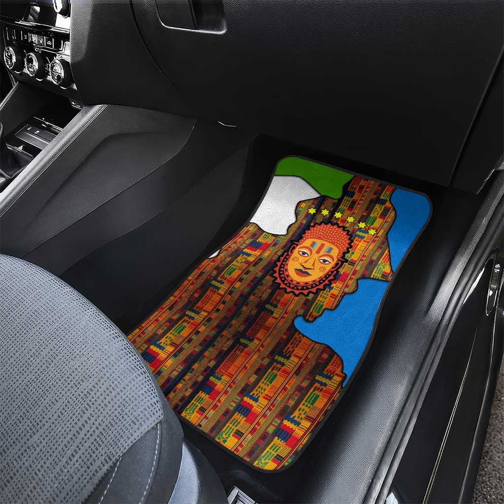 Equatorial Guinea Kente Car Mats - Tribal Mask and National Coat of Arms