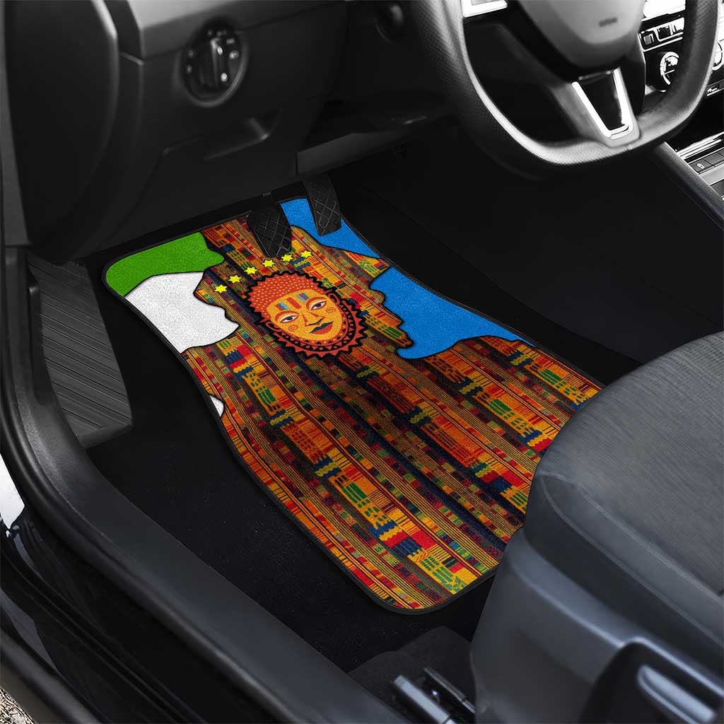 Equatorial Guinea Kente Car Mats - Tribal Mask and National Coat of Arms