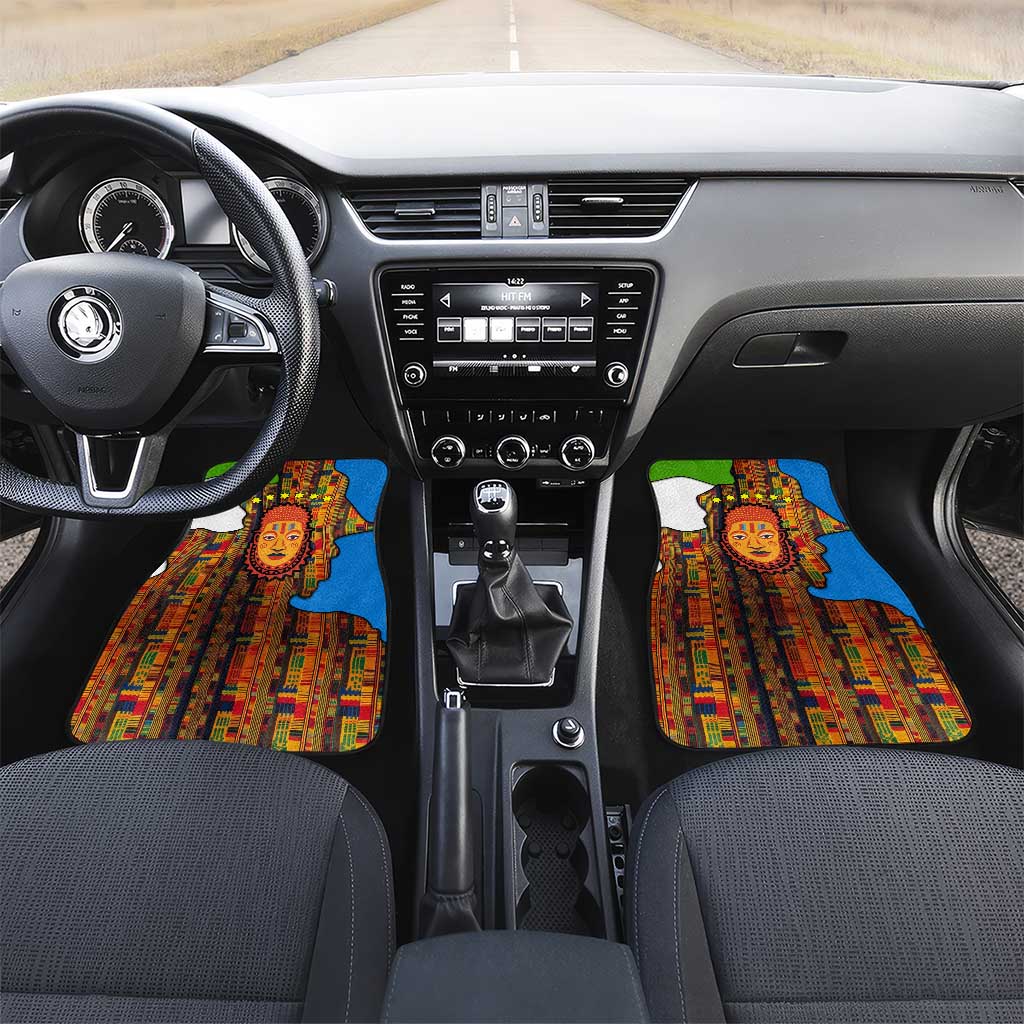 Equatorial Guinea Kente Car Mats - Tribal Mask and National Coat of Arms