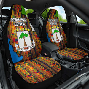 Equatorial Guinea Kente Car Seat Cover - Tribal Mask and National Coat of Arms