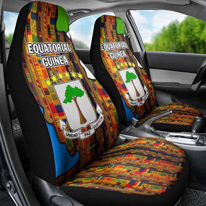 Equatorial Guinea Kente Car Seat Cover - Tribal Mask and National Coat of Arms