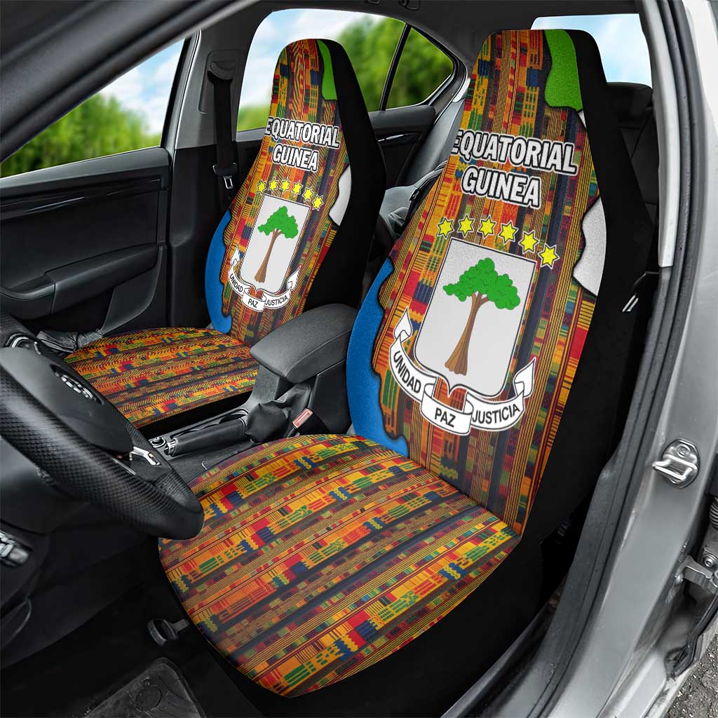 Equatorial Guinea Kente Car Seat Cover - Tribal Mask and National Coat of Arms