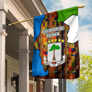 Equatorial Guinea Kente Garden Flag - Tribal Mask and National Coat of Arms