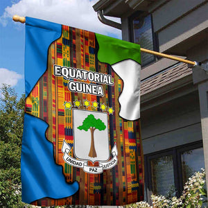 Equatorial Guinea Kente Garden Flag - Tribal Mask and National Coat of Arms